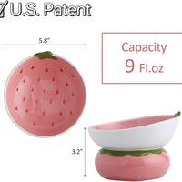 HKM-5289661 Elevated Pink Ceramic Cat Food Bowl with Anti-Vomiting Design and Spinal Support