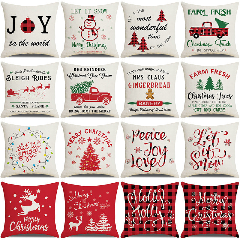 HKM-528979 Cartoon Anime Linen Cushion Cover 45x45cm - Christmas Series