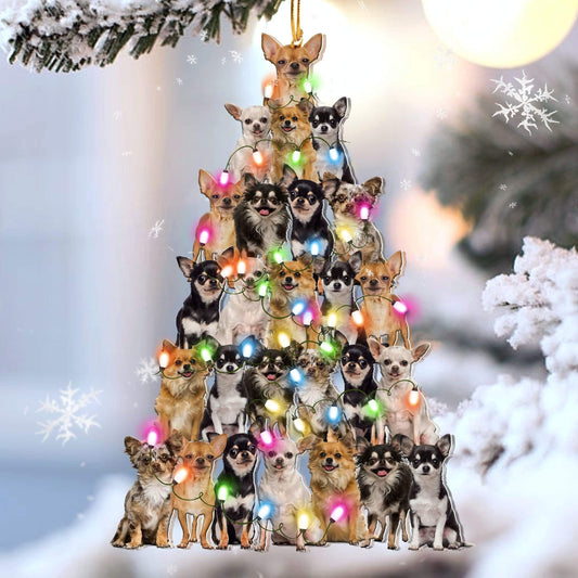 HKM-528979 Christmas Tree Dog Acrylic Pendant for Holiday Decor, 8.5cm