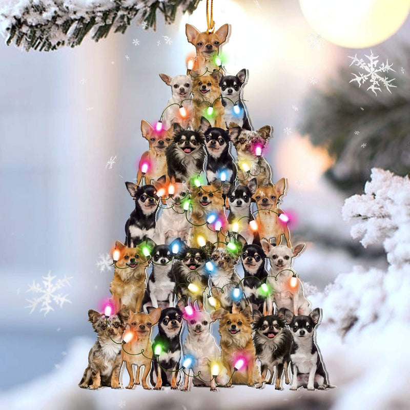 HKM-528979 Christmas Tree Dog Acrylic Pendant for Holiday Decor, 8.5cm