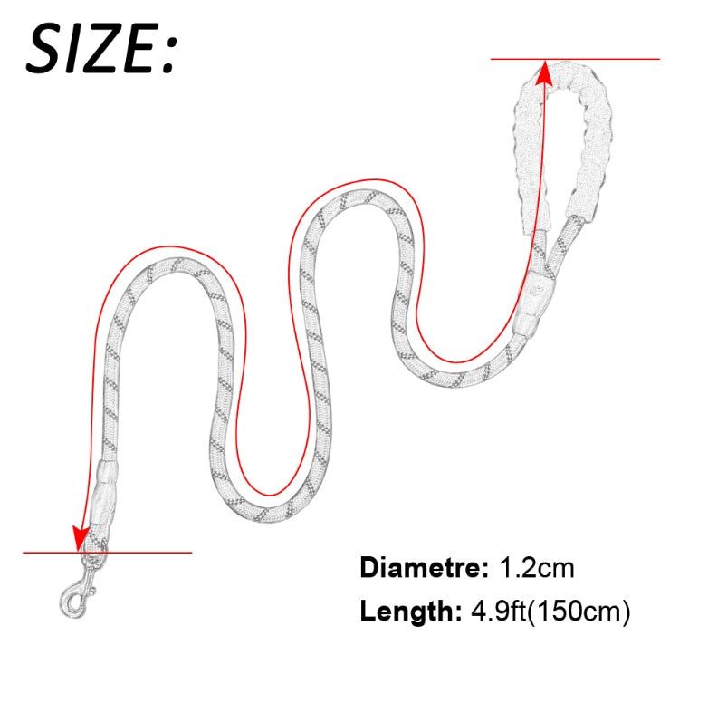HKM-5291965 Reflective Nylon Dog Leash with Foam Handle for Comfortable Walking and Training