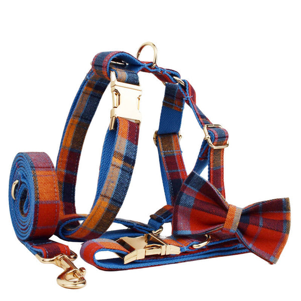 HKM-5293629 Elegant Bow Tie Dog Collar and Vest Set - Four-Piece Collection