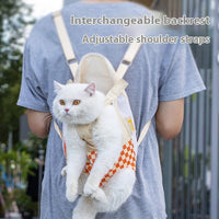 HKM-5294397 Portable Cat Backpack for Outdoor Walking - Soft Non-Woven Polyester Canvas, VC Orange, Purple Fog Grape, Sizes M, L, XL