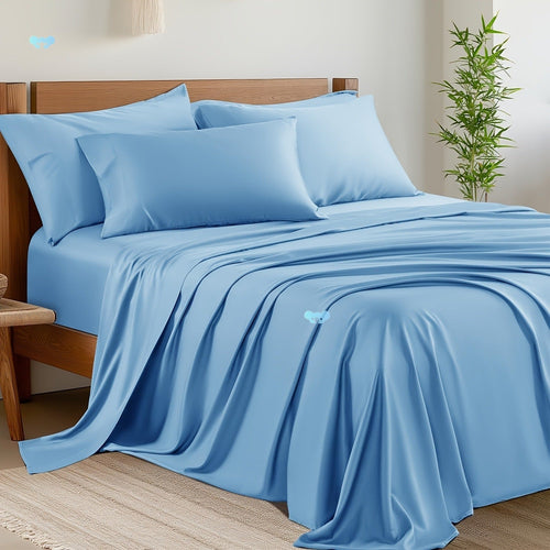 HKM-529491 6-Piece Bamboo Rayon Bed Sheet Set in Multiple Colors and Sizes