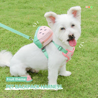 HKM-5295421 Soft Breathable Pet Chest Strap and Cute Fruit Backpack Set for Dogs and Cats