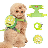 HKM-5295421 Soft Breathable Pet Chest Strap and Cute Fruit Backpack Set for Dogs and Cats