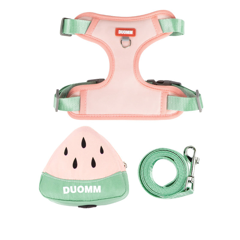 HKM-5295421 Soft Breathable Pet Chest Strap and Cute Fruit Backpack Set for Dogs and Cats