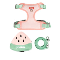 HKM-5295421 Soft Breathable Pet Chest Strap and Cute Fruit Backpack Set for Dogs and Cats