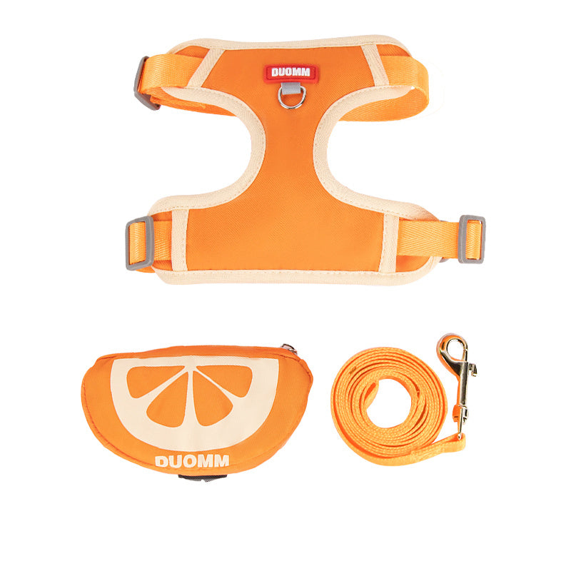 HKM-5295421 Soft Breathable Pet Chest Strap and Cute Fruit Backpack Set for Dogs and Cats