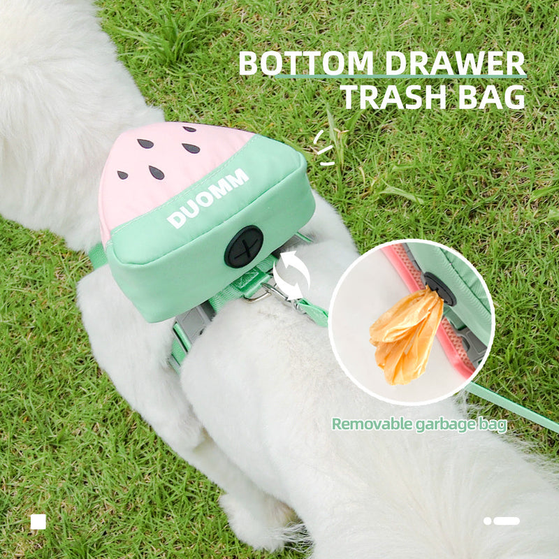 HKM-5295421 Soft Breathable Pet Chest Strap and Cute Fruit Backpack Set for Dogs and Cats