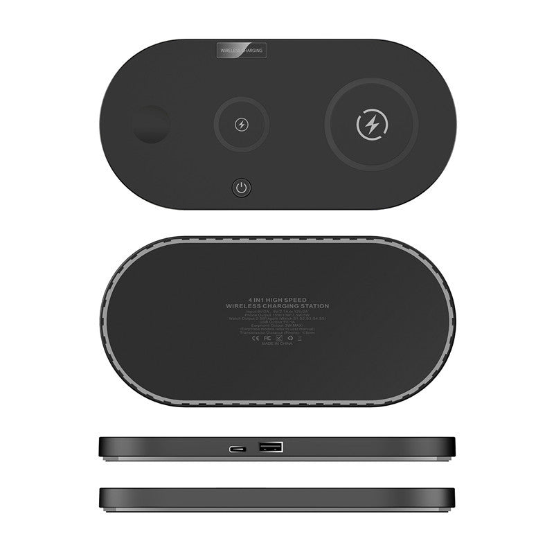 HKM-529555 15W Fast Charging Multi-Function Wireless Charger with USB Interface