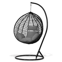 HKM-529555 Egg-Shaped Garden Rattan Swing Chair for Patio and Outdoor Relaxation