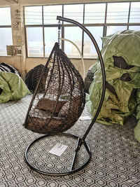 HKM-529555 Egg-Shaped Garden Rattan Swing Chair for Patio and Outdoor Relaxation