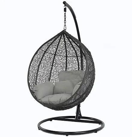 HKM-529555 Egg-Shaped Garden Rattan Swing Chair for Patio and Outdoor Relaxation