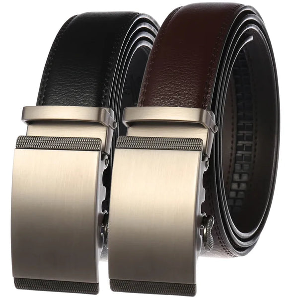 HKM-529555 Two-layer Cowhide Leather Men's Automatic Buckle Belt - Stylish and Durable Design