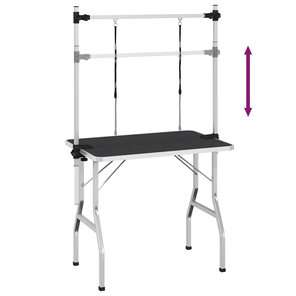 HKM-5295933 Foldable Grooming Table with Non-Slip Surface and Adjustable Height for Dogs and Cats