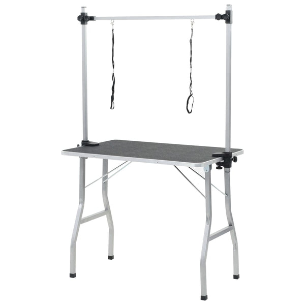 HKM-5295933 Foldable Grooming Table with Non-Slip Surface and Adjustable Height for Dogs and Cats