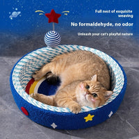 HKM-5296189 Starry Sky Cat Scratch Board - Woven Round Design for Cats Up to 4kg