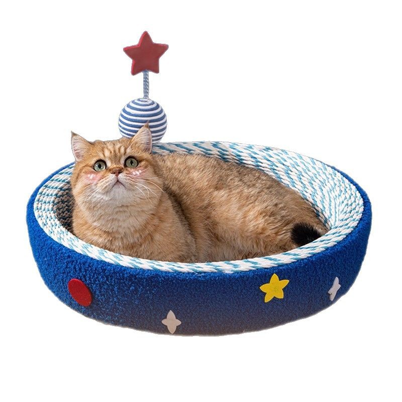 HKM-5296189 Starry Sky Cat Scratch Board - Woven Round Design for Cats Up to 4kg