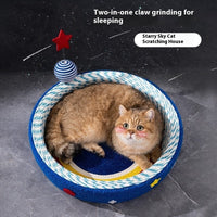 HKM-5296189 Starry Sky Cat Scratch Board - Woven Round Design for Cats Up to 4kg