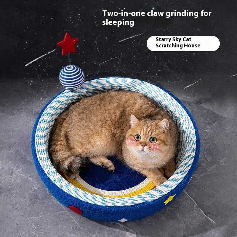 HKM-5296189 Starry Sky Cat Scratch Board - Woven Round Design for Cats Up to 4kg