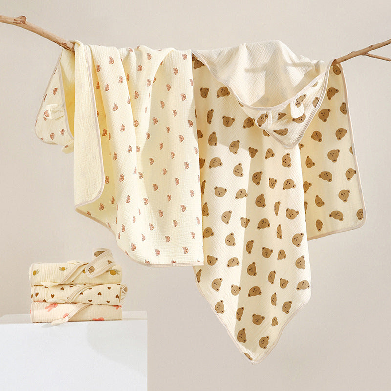 HKM-529683 Four-Layer Soft Cotton Baby Swaddling Quilt with Anti-Starle Design in Multiple Colors