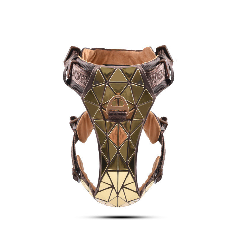 HKM-5297213 Sequined Leather Dog Vest with Traction Rope - Multiple Color Options Available