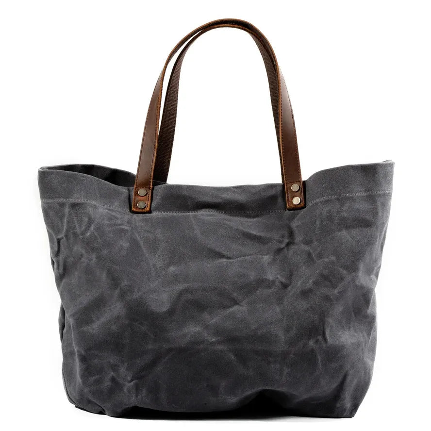 HKM-529747 Waterproof Wax Canvas Minimalist Tote Bag with Large Capacity for Men and Women