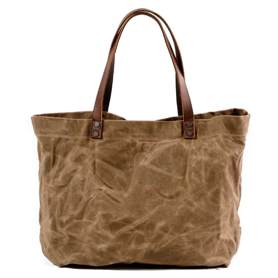 HKM-529747 Waterproof Wax Canvas Minimalist Tote Bag with Large Capacity for Men and Women
