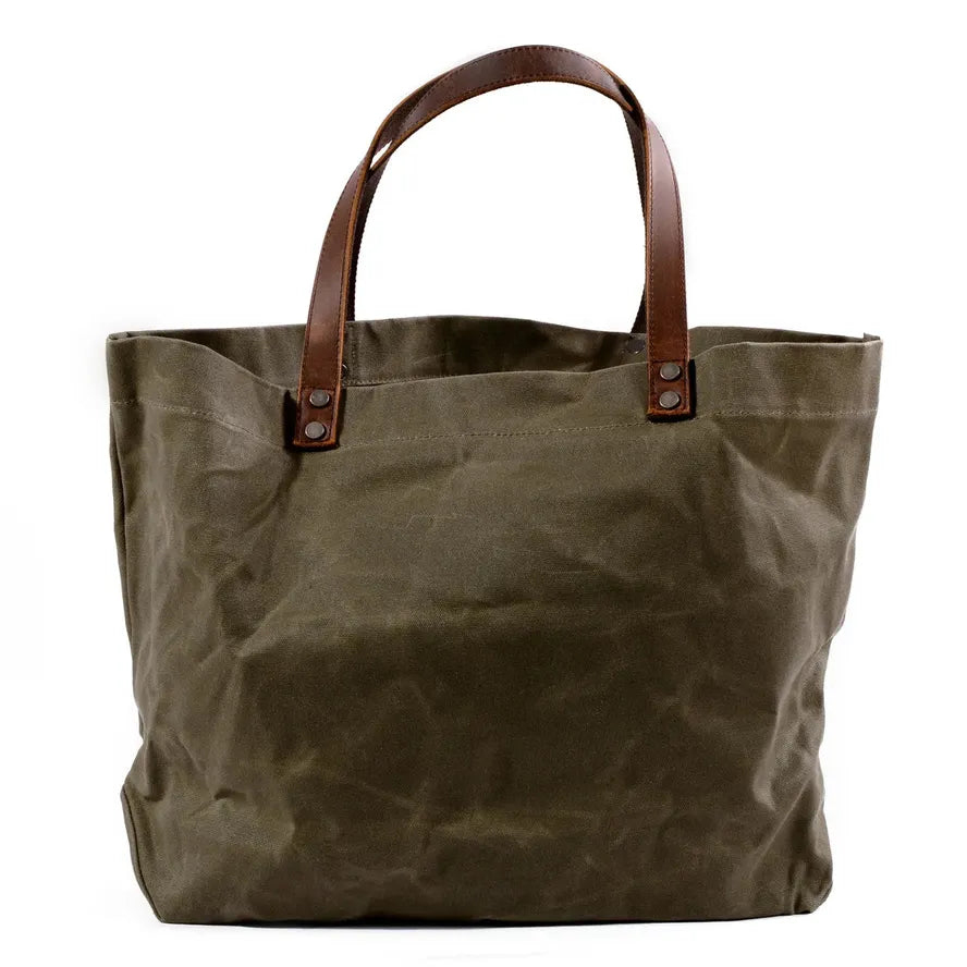 HKM-529747 Waterproof Wax Canvas Minimalist Tote Bag with Large Capacity for Men and Women