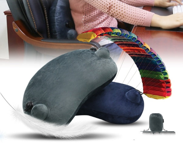 HKM-529811 Portable Inflatable Lumbar Support Pillow for Office, Travel & Naps - Dark Blue, Gray, Green