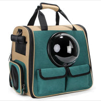 HKM-5300157 Multifunctional Travel Backpack for Pets - Suitable for Dogs and Cats, Breathable Design, Dark Green