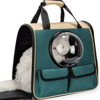 HKM-5300157 Multifunctional Travel Backpack for Pets - Suitable for Dogs and Cats, Breathable Design, Dark Green