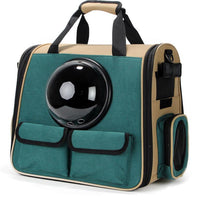 HKM-5300157 Multifunctional Travel Backpack for Pets - Suitable for Dogs and Cats, Breathable Design, Dark Green