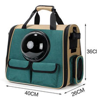 HKM-5300157 Multifunctional Travel Backpack for Pets - Suitable for Dogs and Cats, Breathable Design, Dark Green