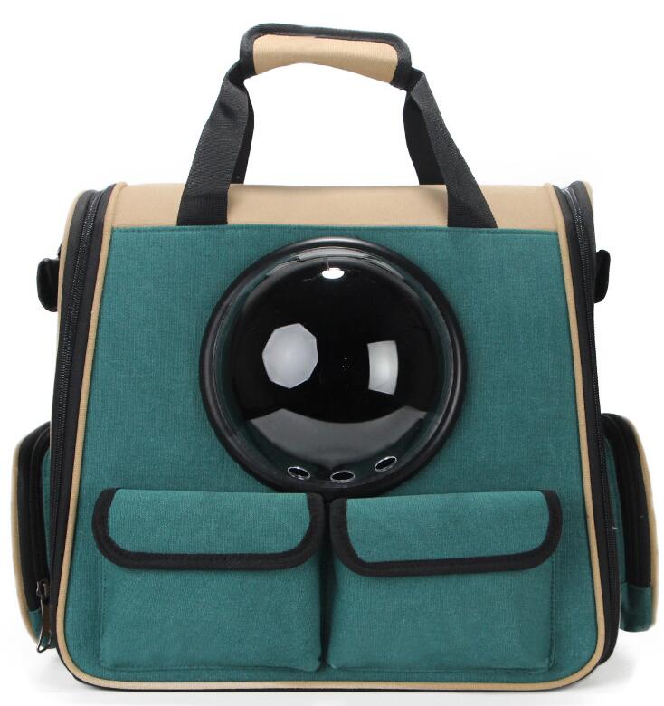 HKM-5300157 Multifunctional Travel Backpack for Pets - Suitable for Dogs and Cats, Breathable Design, Dark Green