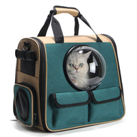 HKM-5300157 Multifunctional Travel Backpack for Pets - Suitable for Dogs and Cats, Breathable Design, Dark Green