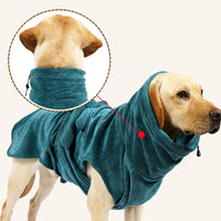HKM-5300285 Quick-Drying Pet Bathrobe in Turquoise Green, Cotton and Polyester Blend