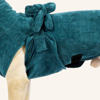 HKM-5300285 Quick-Drying Pet Bathrobe in Turquoise Green, Cotton and Polyester Blend
