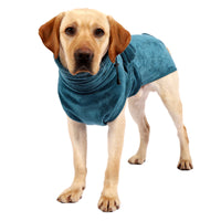 HKM-5300285 Quick-Drying Pet Bathrobe in Turquoise Green, Cotton and Polyester Blend