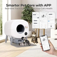 HKM-530131 Eco-Friendly Self-Cleaning Cat Litter Box for Multiple Cats with Smart App Control and Quiet Operation - 76L Capacity