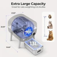 HKM-530131 Eco-Friendly Self-Cleaning Cat Litter Box for Multiple Cats with Smart App Control and Quiet Operation - 76L Capacity