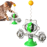HKM-5301693 Colorful Cat Toy Pinwheel with Sucker and Leaky Ball