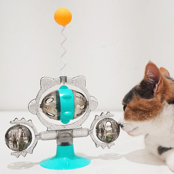 HKM-5301693 Colorful Cat Toy Pinwheel with Sucker and Leaky Ball