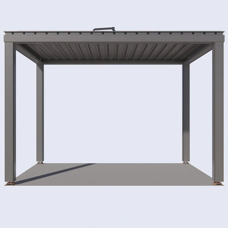 HKM-530195 Aluminium Motorized Outdoor Pergola with Adjustable Louvers for Sun and Rain Protection