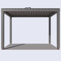 HKM-530195 Aluminium Motorized Outdoor Pergola with Adjustable Louvers for Sun and Rain Protection