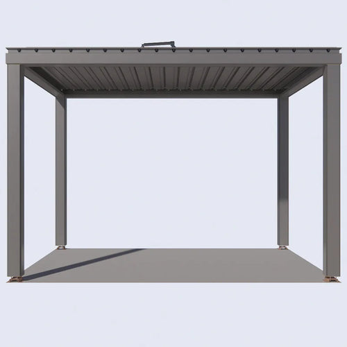HKM-530195 Aluminium Motorized Outdoor Pergola with Adjustable Louvers for Sun and Rain Protection