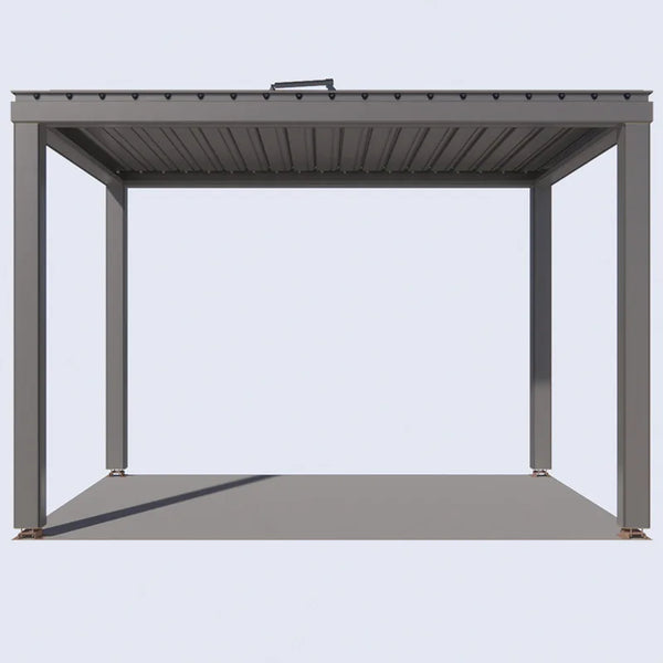 HKM-530195 Aluminium Motorized Outdoor Pergola with Adjustable Louvers for Sun and Rain Protection