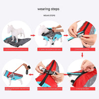 HKM-5302333 Windproof Cotton-Padded Dog Coat in Sky Blue and Red - Comfortable and Cozy Pet Clothing