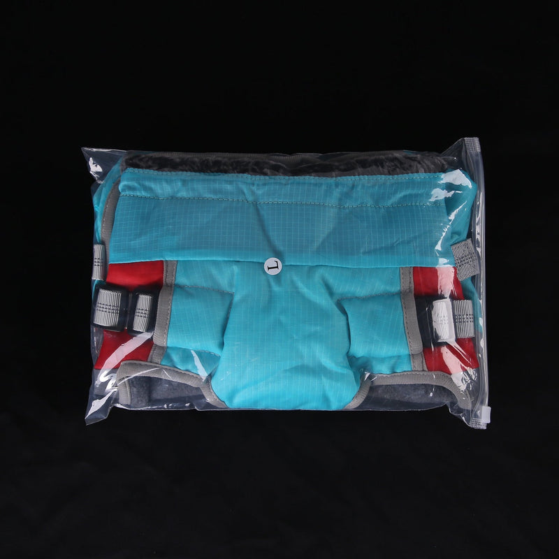 HKM-5302333 Windproof Cotton-Padded Dog Coat in Sky Blue and Red - Comfortable and Cozy Pet Clothing